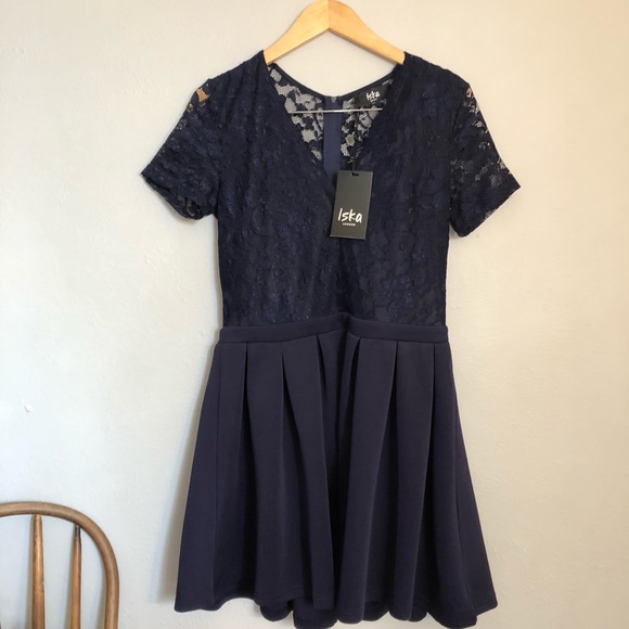 NWT Iska London Navy Dress, size 10/12 - Picture 2 of 7